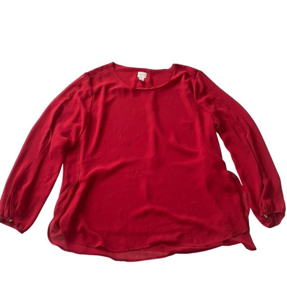 Chico's Women's Red Blouse Size 3 Casual Spring‎ Top